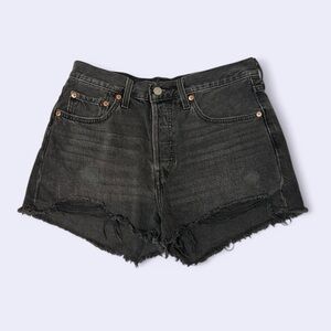 High-Waisted Black Denim Shorts
